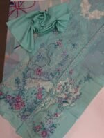 Nureh Aqua Mint Green Embroidered Lawn 3-Piece Suit with Printed Chiffon Dupatta - Image 4