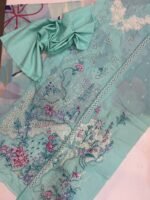 Nureh Aqua Mint Green Embroidered Lawn 3-Piece Suit with Printed Chiffon Dupatta - Image 5