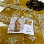 Mustard Golden Embroidered Luxury Formal Suit – Hussain Rehar 1360