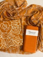 Bareeza Mustard Floral Printed Karandi 3-Piece Suit with Chiffon Dupatta - Image 2