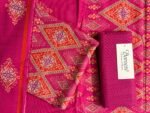 Bareeze Magenta Geometric Printed 3-Piece Unstitched Suit with Matching Trouser - Image 2