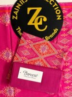 Bareeze Magenta Geometric Printed 3-Piece Unstitched Suit with Matching Trouser
