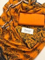 Bareeza Mustard Karandi 3-Piece Suit with Printed Chiffon Dupatta - Image 2