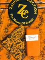 Bareeza Mustard Karandi 3-Piece Suit with Printed Chiffon Dupatta