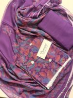 Bareeza Purple Printed 3-Piece Suit with Matching Dupatta - Image 2