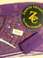 Bareeza Purple Printed 3-Piece Suit with Matching Dupatta
