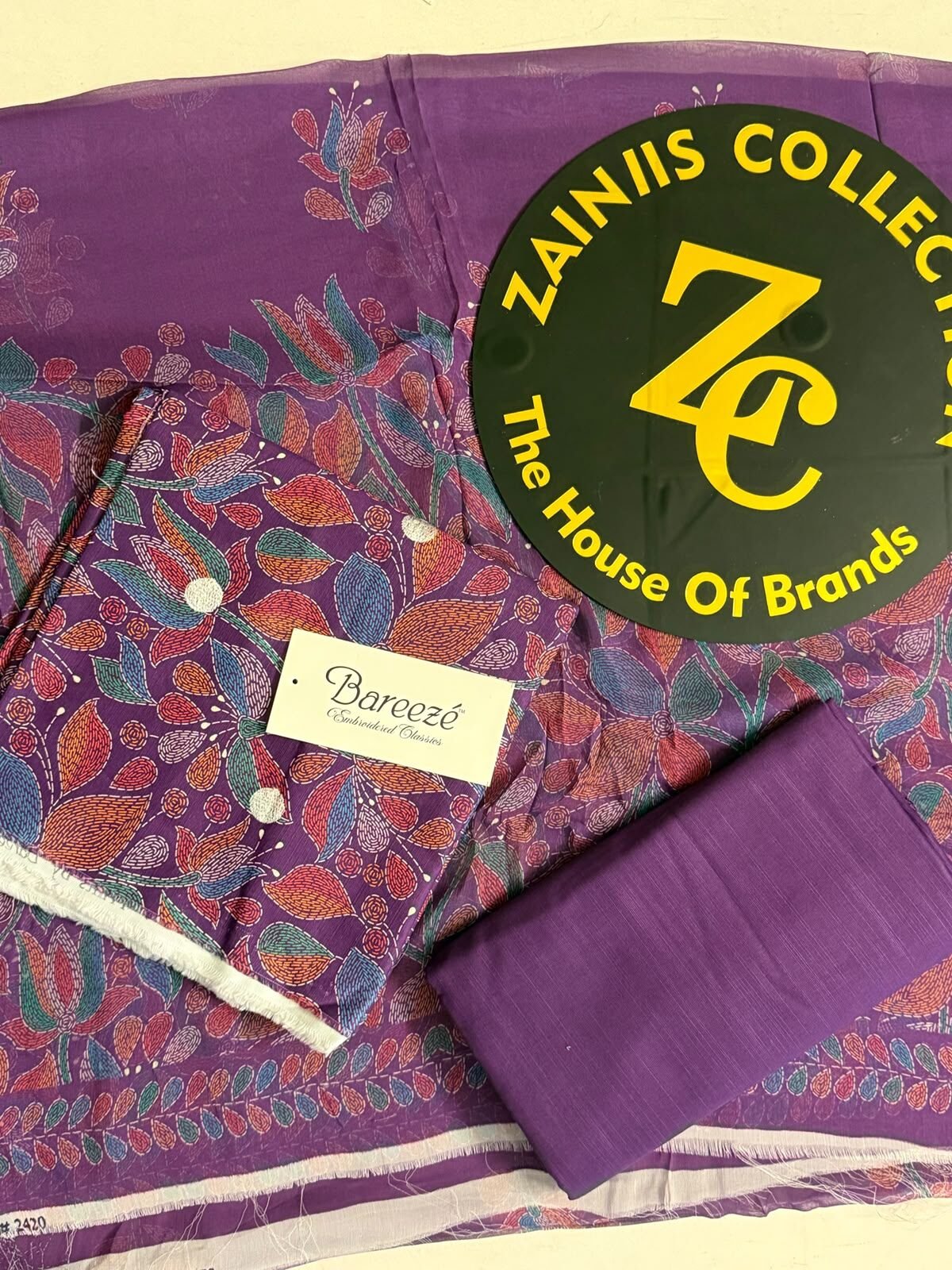 WhatsApp Image 2026-10-09 at 3.49.01 PM (1) Bareeza Purple Printed 3-Piece Suit with Matching Dupatta - Image 1