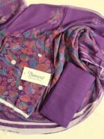 Bareeza Purple Printed 3-Piece Suit with Matching Dupatta - Image 3