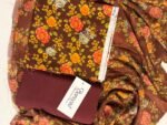 Bareeza Brown Floral Printed 3-Piece Suit with Matching Dupatta - Image 2