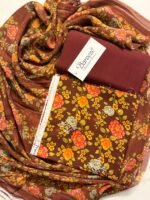 Bareeza Brown Floral Printed 3-Piece Suit with Matching Dupatta - Image 4