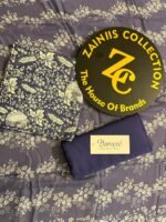 Bareeze Slate Blue Floral Printed 3-Piece Unstitched Suit with Matching Trouser