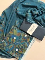 Bareeze Teal Blue Floral Printed 3-Piece Unstitched Suit with Matching Trouser - Image 2