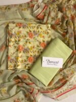 Bareeza Light Green Floral Printed 3-Piece Suit with Matching Dupatta - Image 2