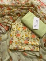 Bareeza Light Green Floral Printed 3-Piece Suit with Matching Dupatta - Image 3