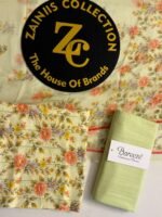 Bareeza Light Green Floral Printed 3-Piece Suit with Matching Dupatta