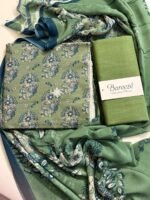 Bareeze Sage Green Floral Printed 3-Piece Unstitched Suit with Matching Trouser - Image 2