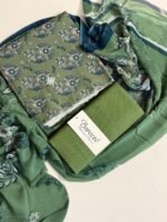 Bareeze Sage Green Floral Printed 3-Piece Unstitched Suit with Matching Trouser - Image 3