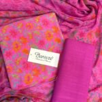 Bareeze Pink Floral Printed 3-Piece Unstitched Suit with Matching Trouser
