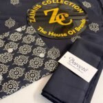 Bareeze Black & Gold Printed 3-Piece Unstitched Suit with Matching Trouser