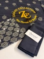 Bareeze Black & Gold Printed 3-Piece Unstitched Suit with Matching Trouser