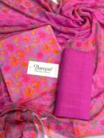 Bareeze Pink Floral Printed 3-Piece Unstitched Suit with Matching Trouser - Image 2