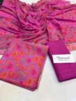 Bareeze Pink Floral Printed 3-Piece Unstitched Suit with Matching Trouser - Image 3