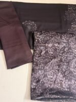 China Patti Dark Brown Printed Shirt with Kani Wool Shawl & Leather Peach Trouser – 3-Piece Suit - Image 2