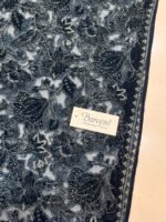 Bareeza Midnight Blue Velvet Shawl with Laser-Cut Embroidery - Image 3