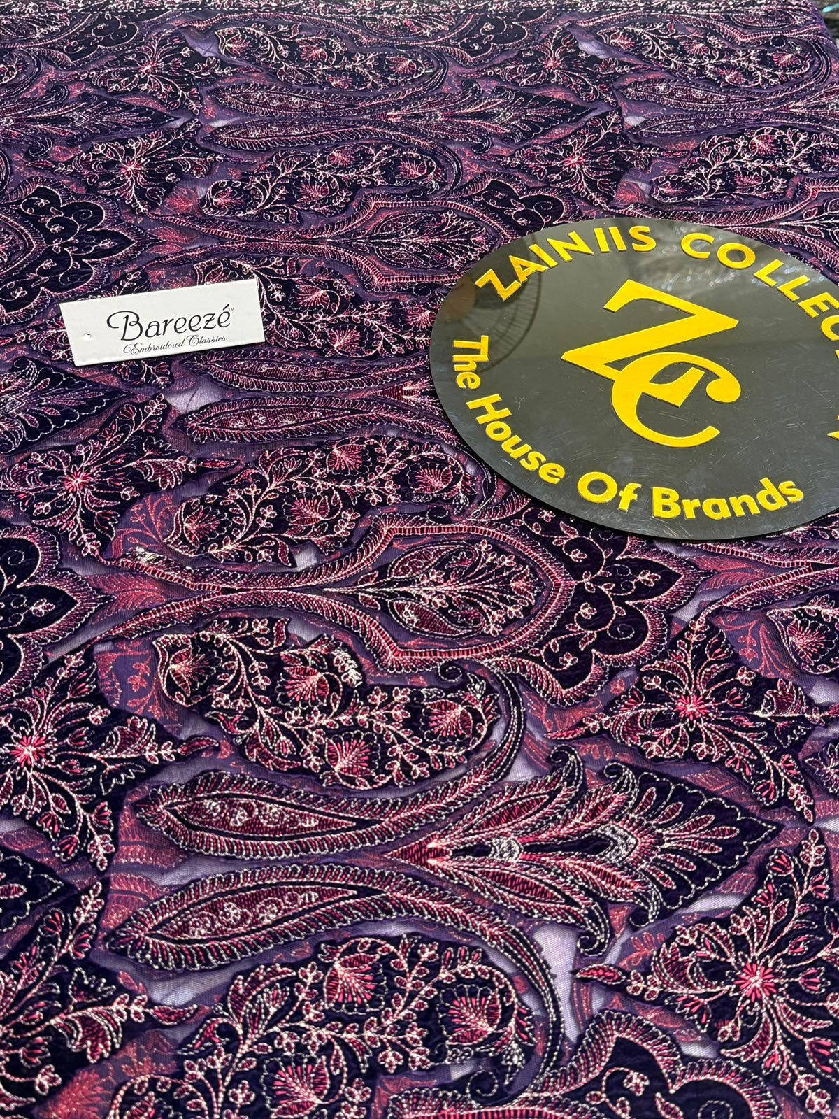 WhatsApp Image 2026-10-10 at 2.16.19 PM (2) Bareeza Black Plum Velvet Shawl with Intricate Embroidered Detailing - Image 1