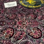 Bareeza Dark Plum Velvet Shawl with Multicolor Floral Embroidery and Decorative Border