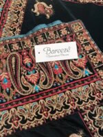 Bareezé Black Velvet Laser-Cut Handcrafted Embroidered Suit - Image 2