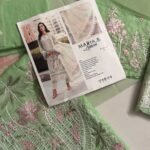 Maria B Inspired Green Embroidered Lawn Suit with Printed Chiffon Dupatta – 3 Piece