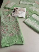 Maria B Inspired Green Embroidered Lawn Suit with Printed Chiffon Dupatta – 3 Piece - Image 2