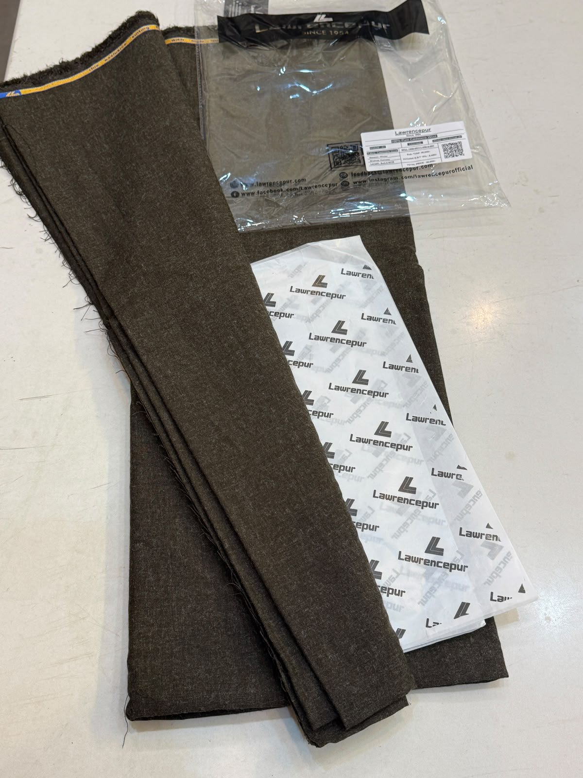 WhatsApp Image 2026-10-12 at 2.38.27 PM (1) Lawrencepur Dark Olive Brown Kashmiri Wool Unstitched Fabric - Image 1