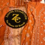 Rust Orange Embroidered Suit with Organza Dupatta – 3 Piece