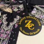 Black Embroidered Suit with Floral Embroidery & Printed Dupatta – 3 Piece
