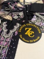 Black Embroidered Suit with Floral Embroidery & Printed Dupatta – 3 Piece
