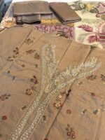 Nureh Beige Embroidered Viscose Suit with Embroidered Neckline - Image 2