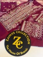 Nureh Maroon Embroidered Viscose Suit with Embroidered Dupatta