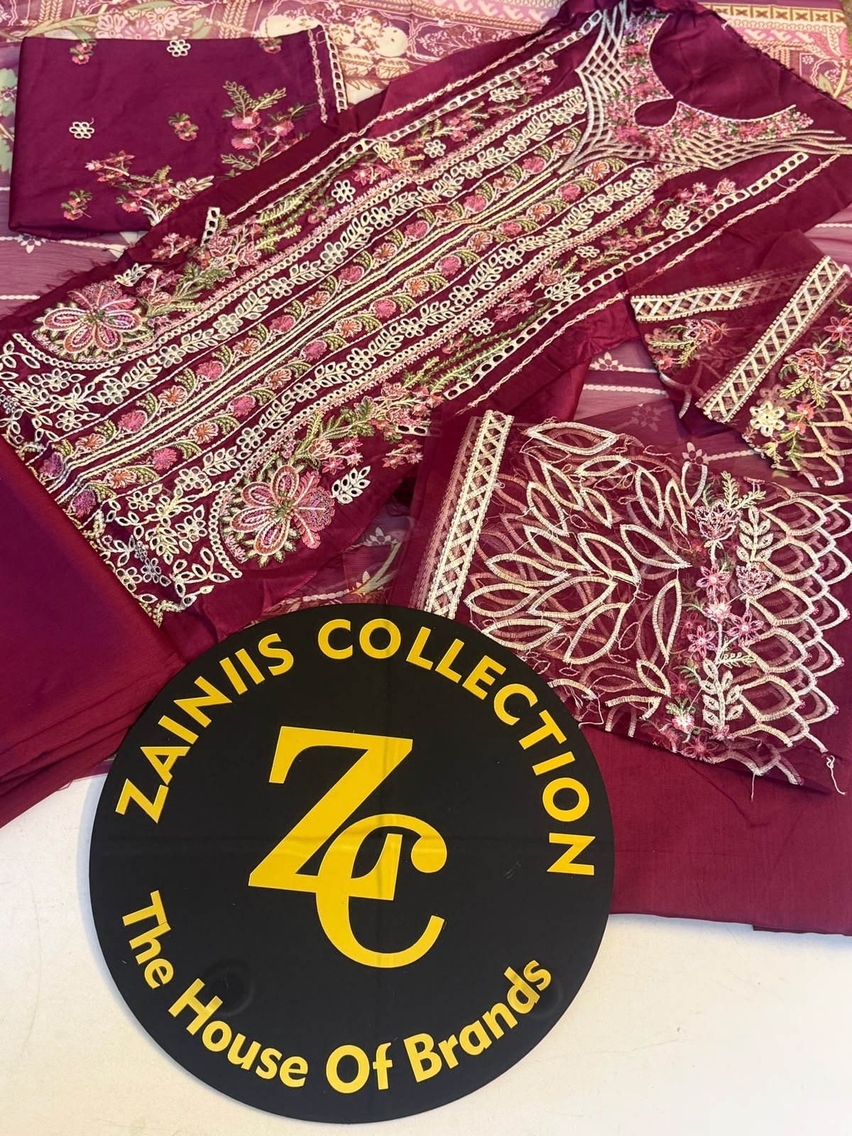WhatsApp Image 2026-10-13 at 4.06.41 PM Nureh Maroon Embroidered Viscose Suit with Embroidered Dupatta - Image 1