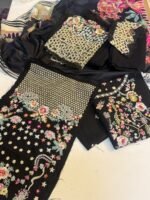 Nureh Black Embroidered Viscose Suit with Printed Dupatta – 3 Piece - Image 2