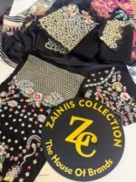 Nureh Black Embroidered Viscose Suit with Printed Dupatta – 3 Piece - Image 3