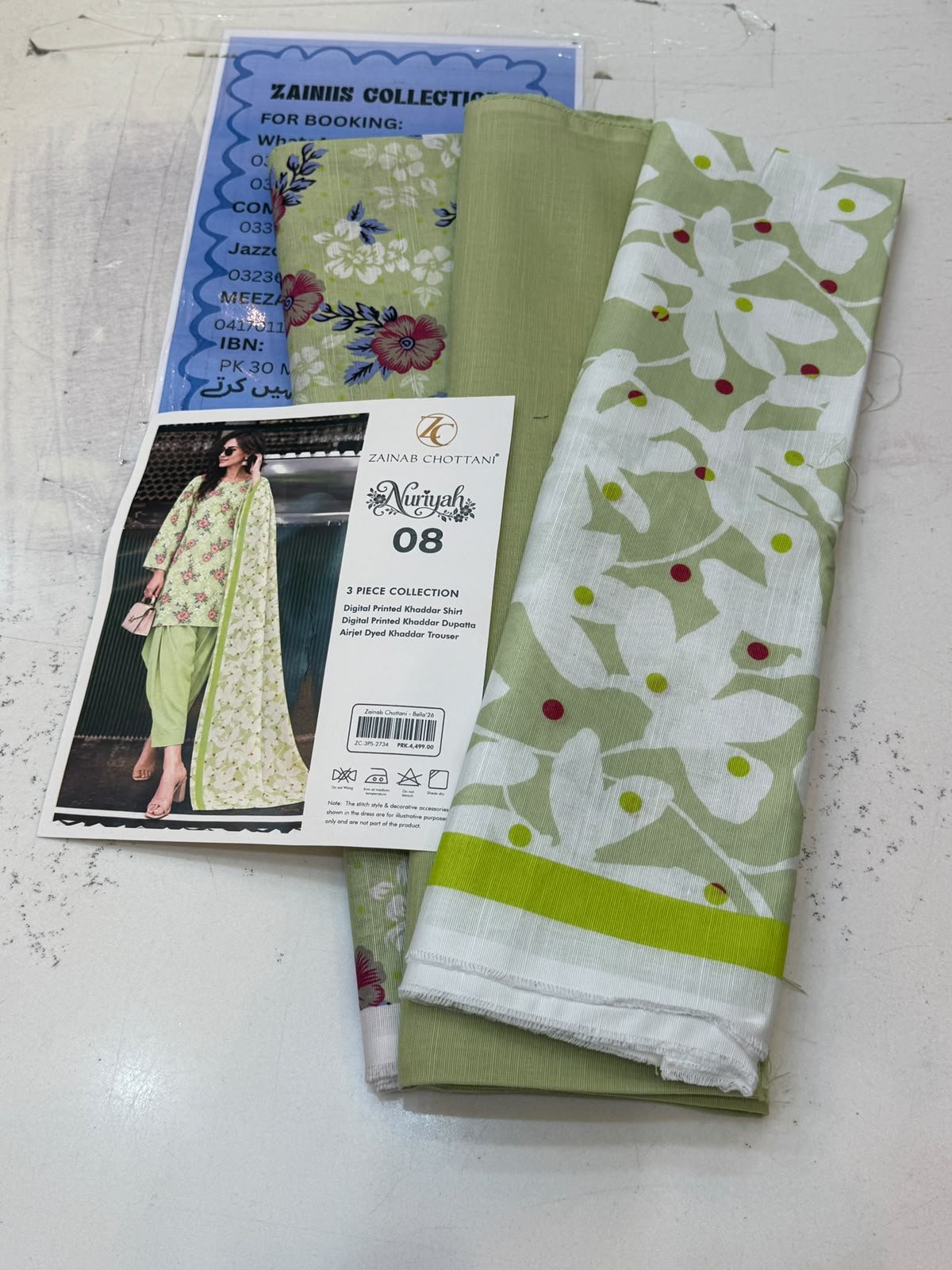 WhatsApp Image 2026-10-14 at 2.27.35 PM (2) Zainab Chottani Nuriyah Collection 08 – Light Green Floral Printed Khaddar 3-Piece Suit - Image 1