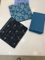Zainab Chottani Nuriyah Collection 01 – Blue & Black Printed Khaddar 3-Piece Suit - Image 2