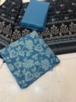 Zainab Chottani Nuriyah Collection 01 – Blue & Black Printed Khaddar 3-Piece Suit - Image 3