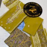 Ethnic Mustard Yellow Embroidered Khaddar 3-Piece Winter Suit