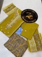Ethnic Mustard Yellow Embroidered Khaddar 3-Piece Winter Suit