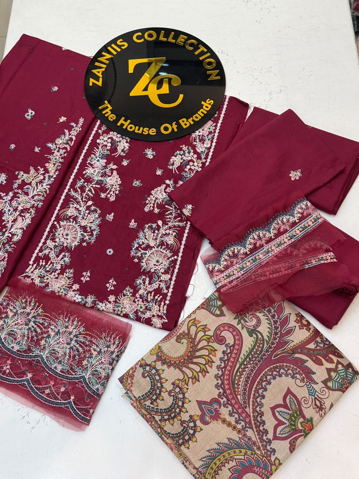 WhatsApp Image 2026-10-15 at 2.20.46 PM Ethnic Maroon Embroidered Khaddar 3-Piece Winter Suit - Image 1