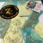 Bin Qiyas Embroidered Formal Suit in Aqua Blue & Light Yellow