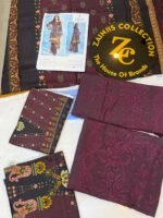 IRIS Janan 3-Piece Embroidered Khaddar Suit – Maroon & Black
